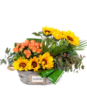Orange and Sunflowers Arrangement